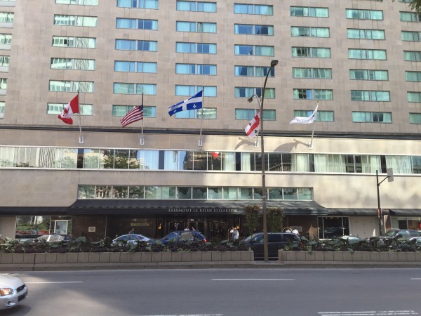 flags on the side of a building