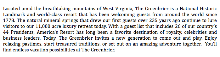 Fancy Famous Fantasy Friday - The Greenbrier
