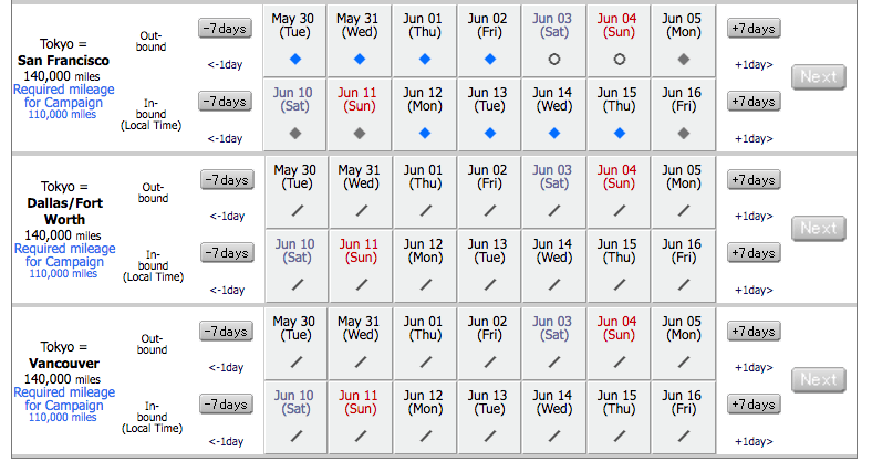 How to find Japan Airlines award space