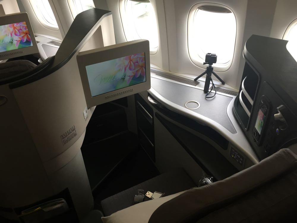 a screen on the side of a plane