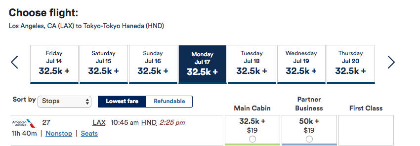 a screenshot of a flight schedule