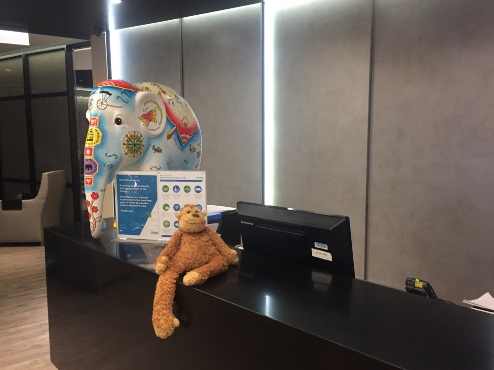 a stuffed animal and a toy on a counter