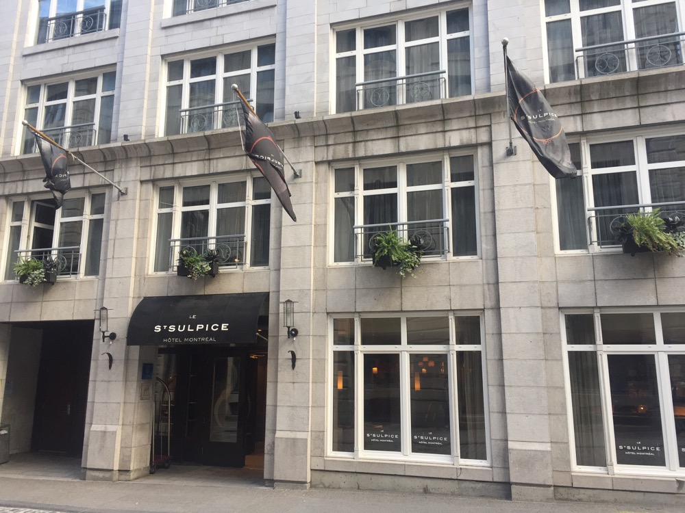 flags on the front of a building