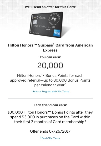 Amex Hilton Surpass 100k is back! Ends 7/26