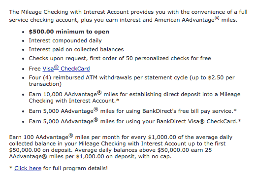 BankDirect AA checking account