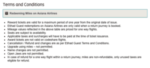 Etihad Partner Award Charts