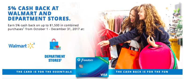 Chase Freedom: Earn 5x Points at WalMart and Department Stores