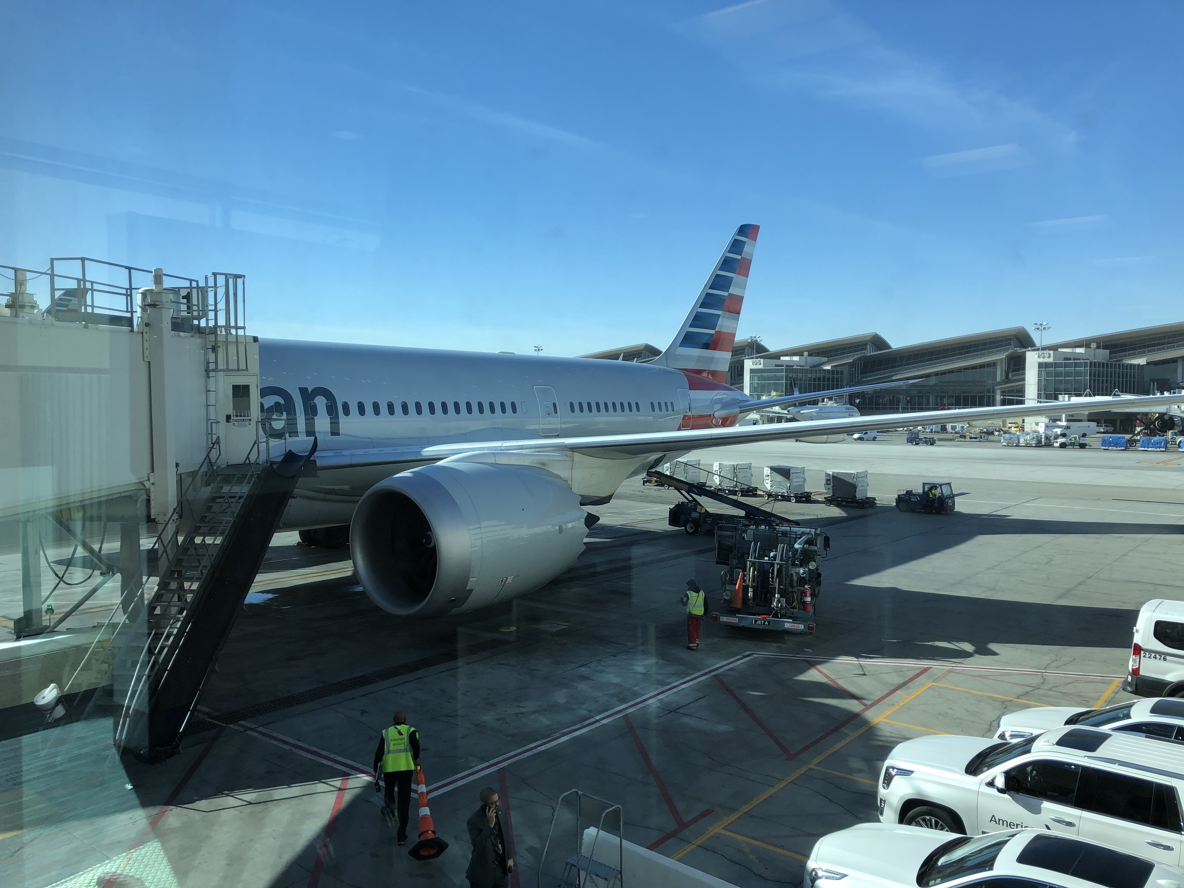 a plane parked at an airport