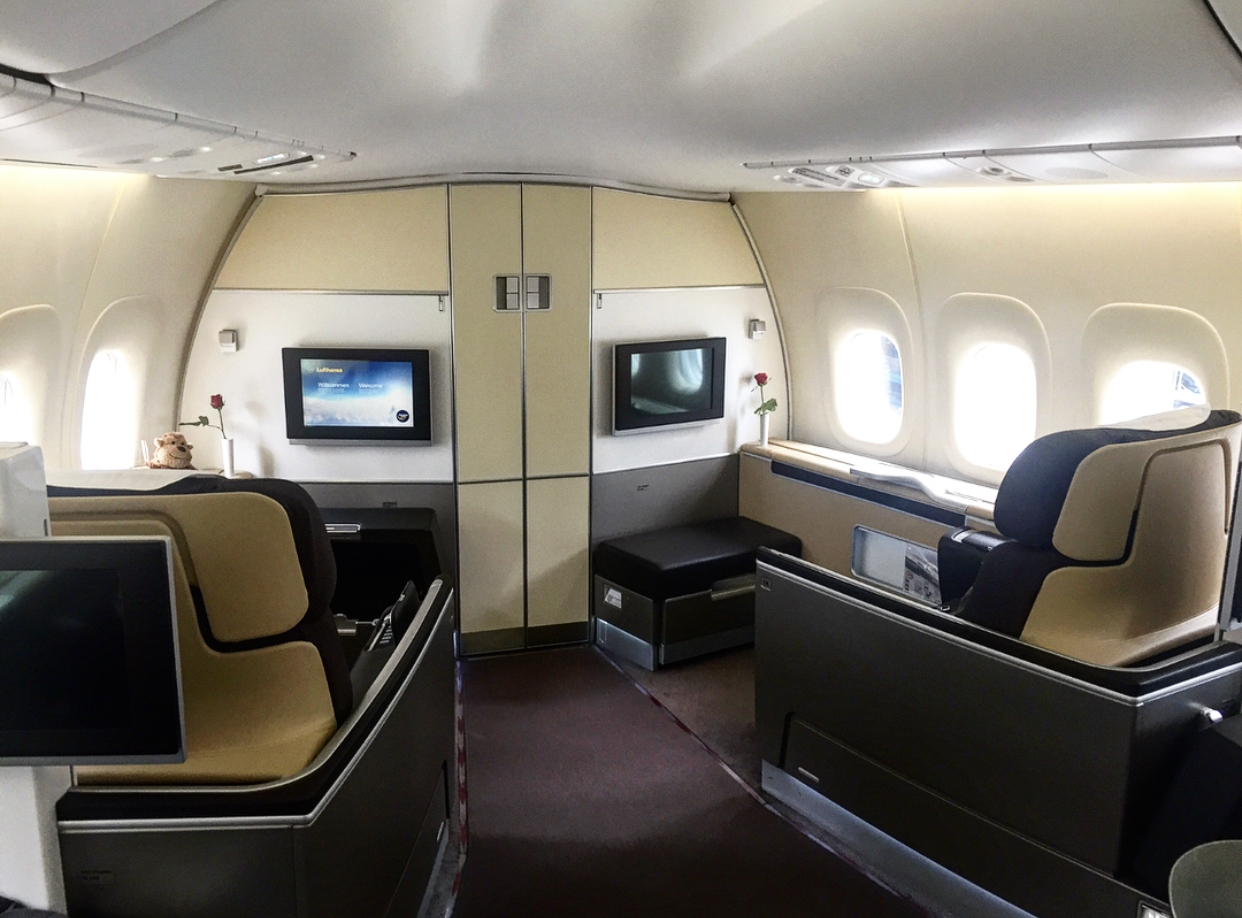 a inside of an airplane