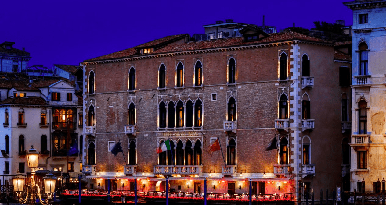 a building with lights on