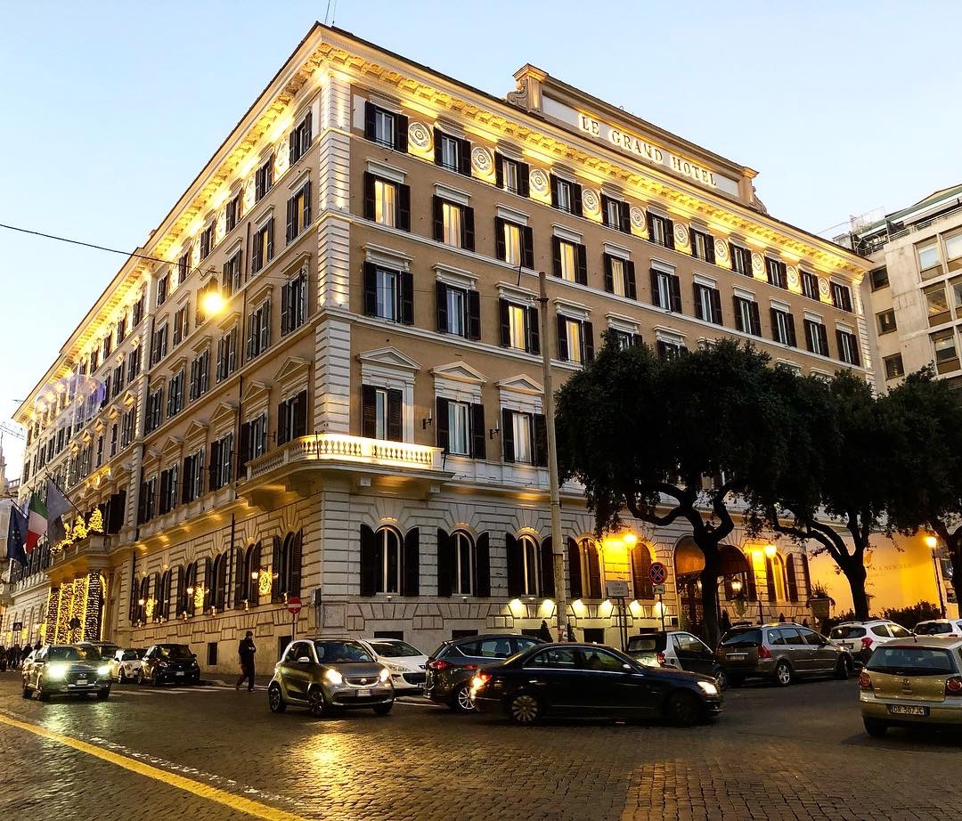 a building with lights on the side of it