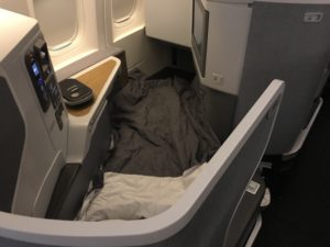 a bed in an airplane
