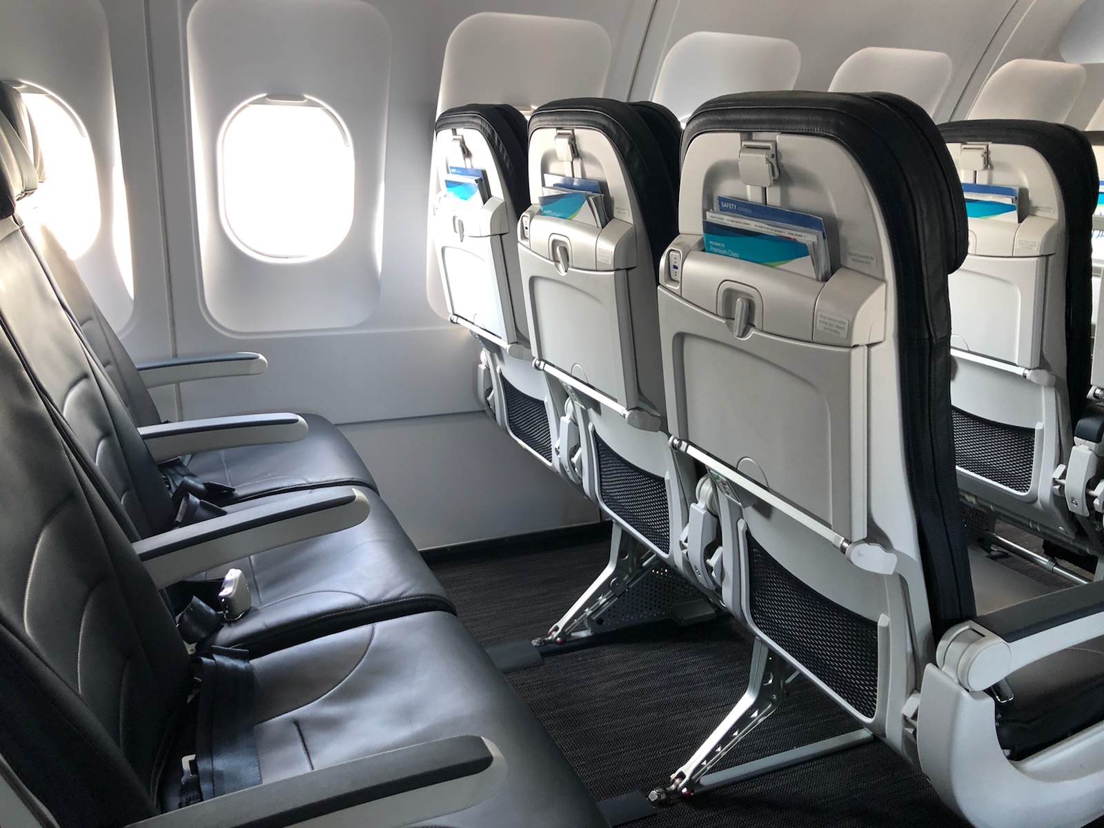 a row of seats in an airplane