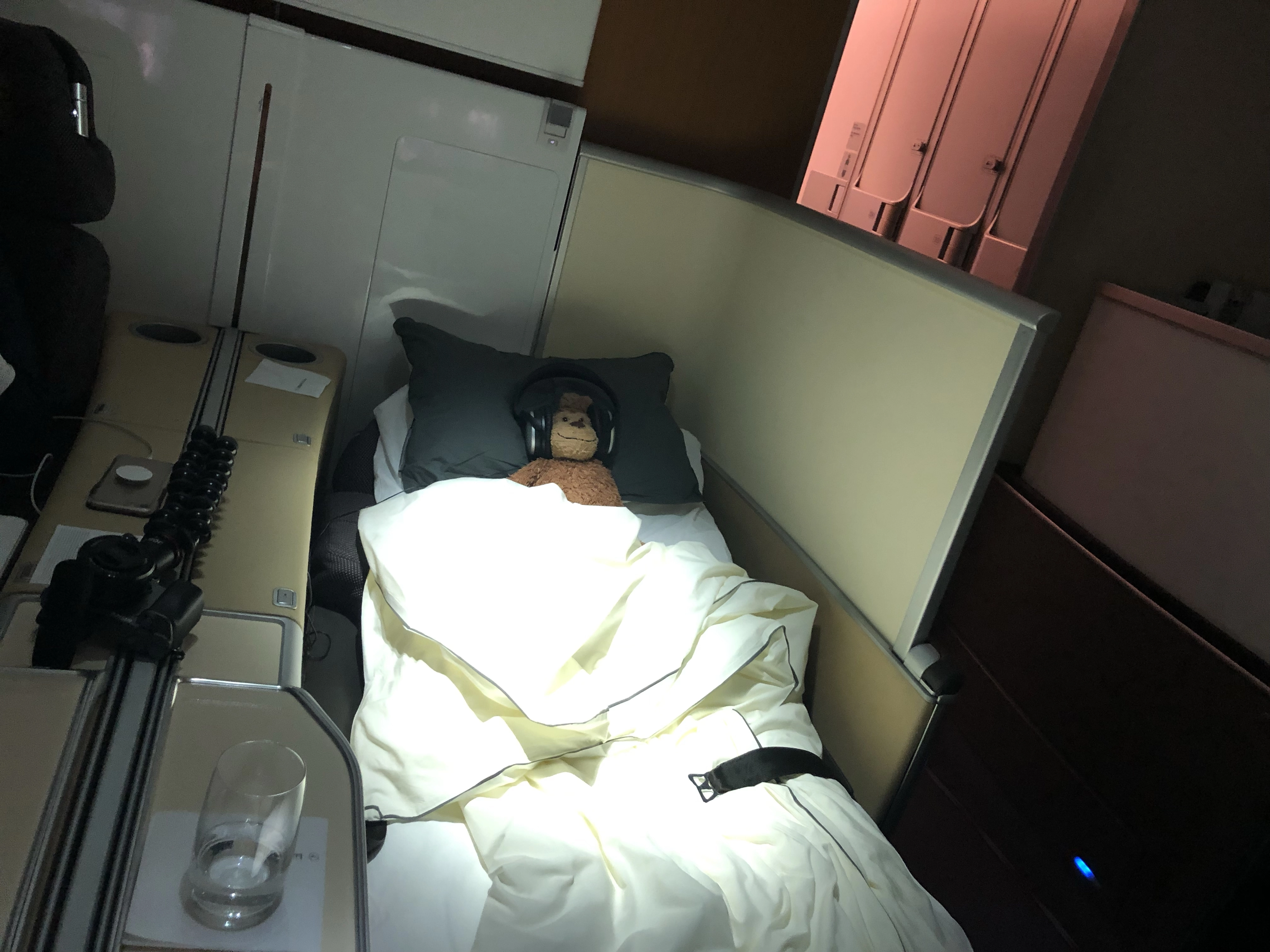 a stuffed animal in a bed