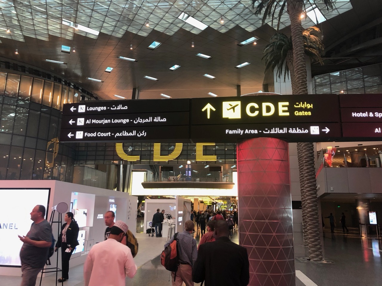 a group of people in a building