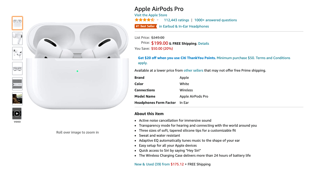 a white wireless earbuds in a box