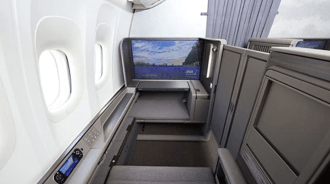 a large screen on a plane