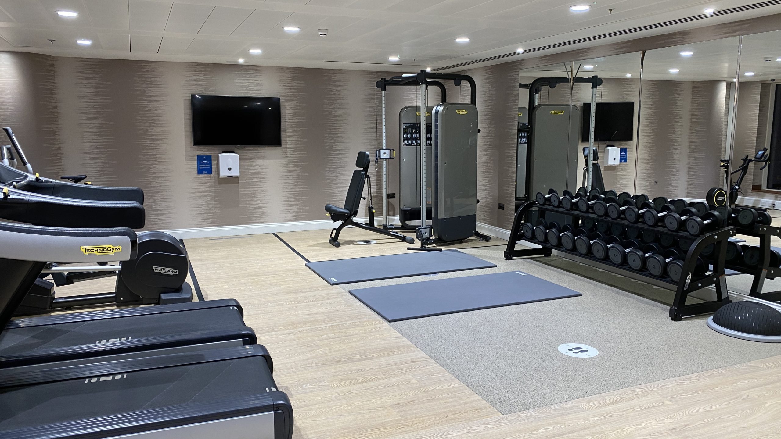 a gym with exercise equipment