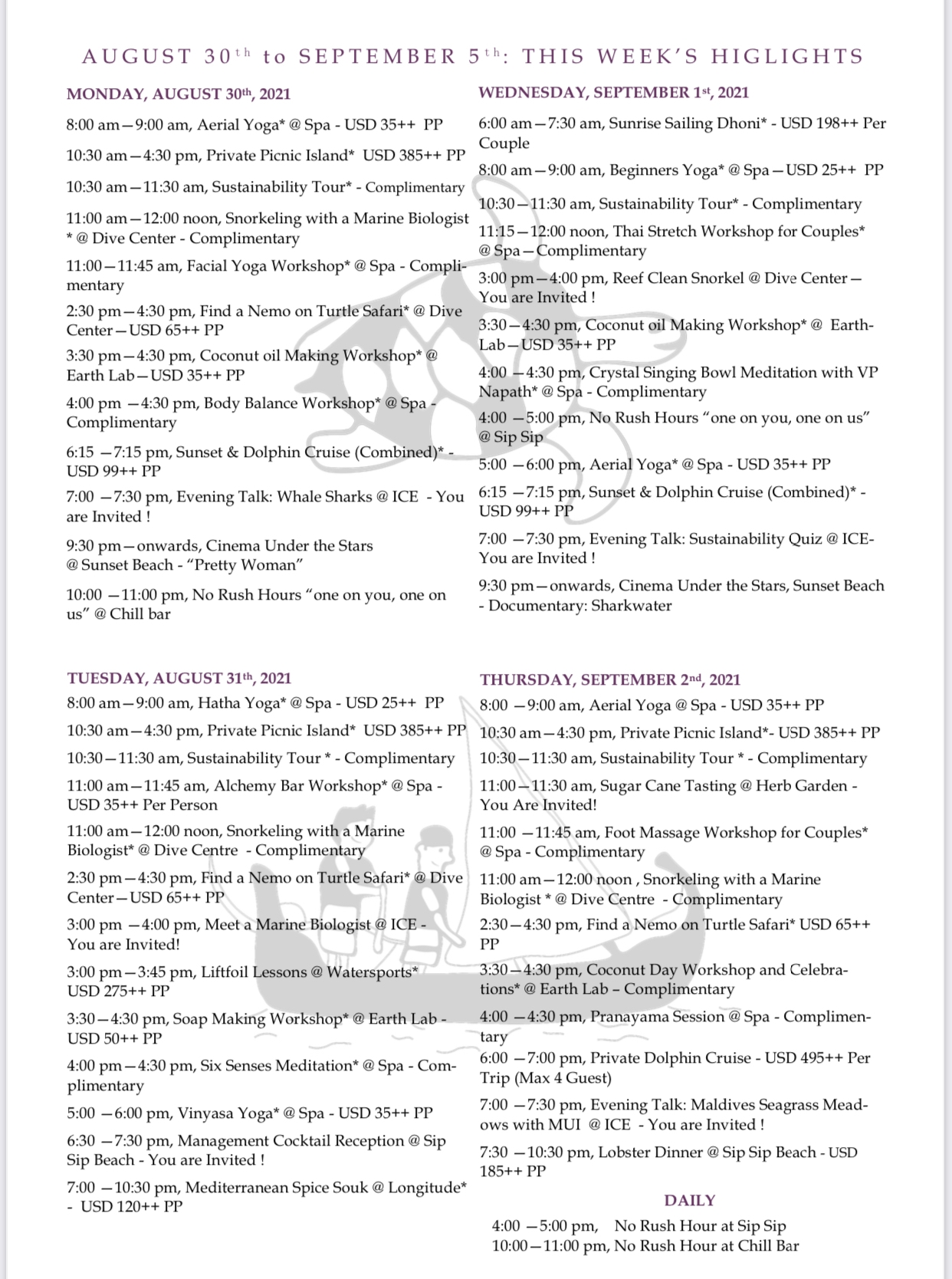 a close-up of a schedule