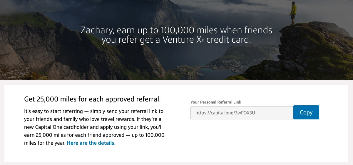 a screenshot of a referral card