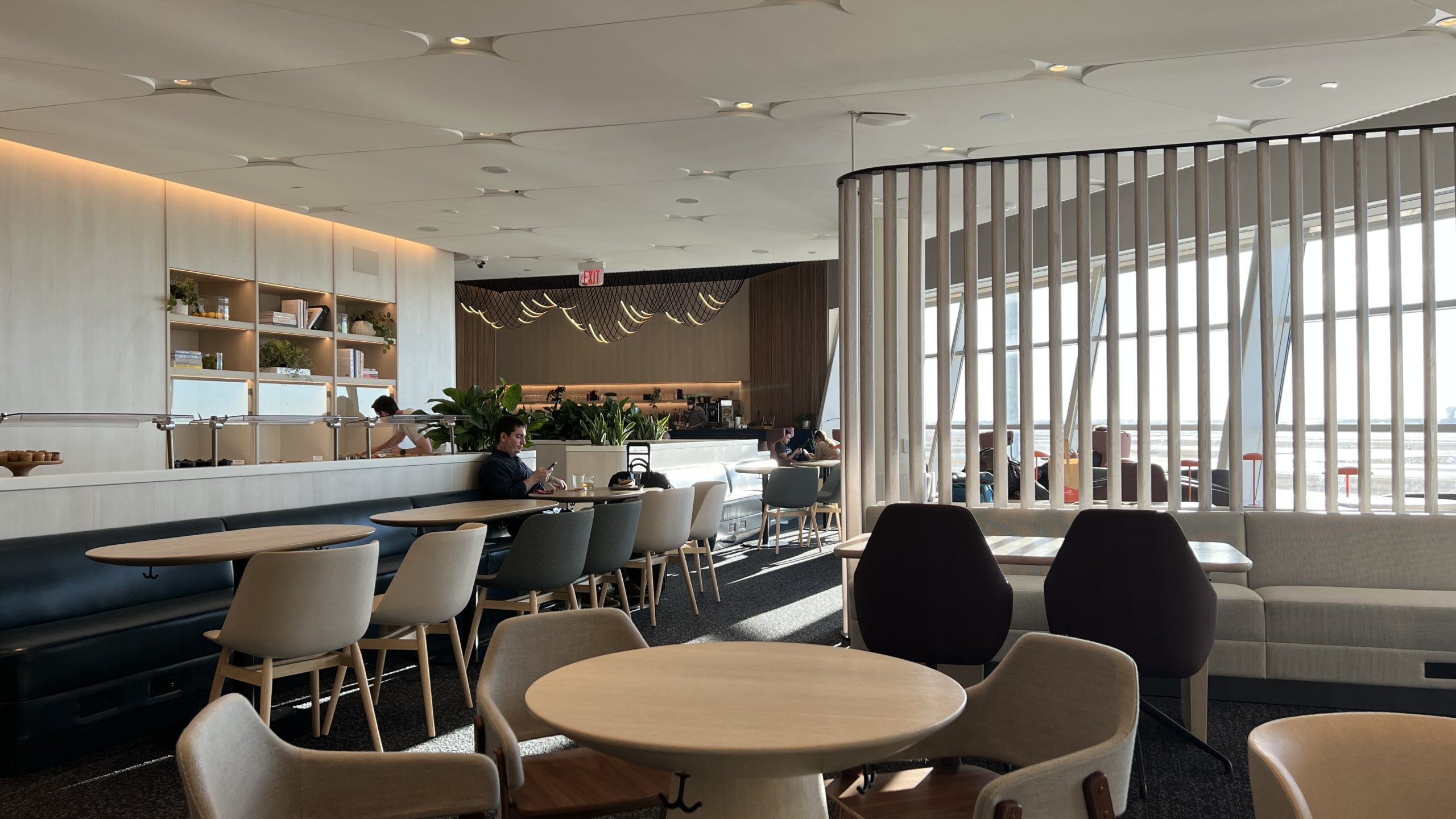 a room with tables and chairs