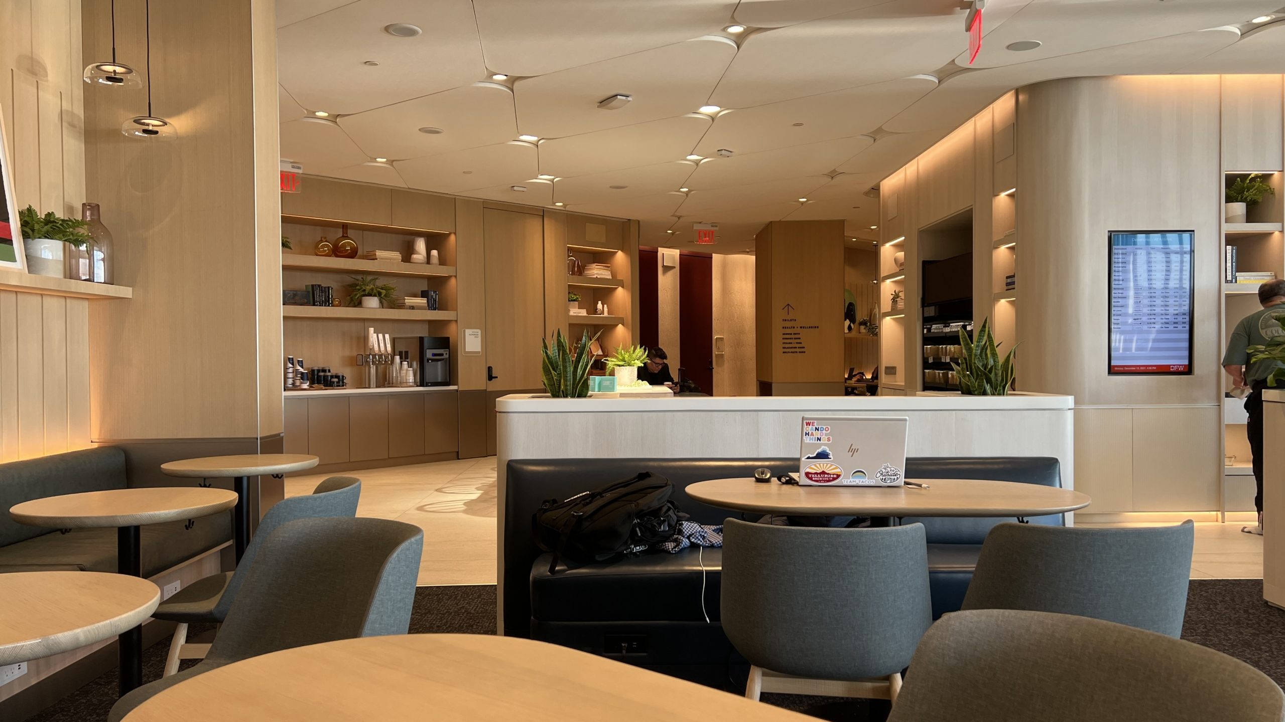 a room with tables and chairs