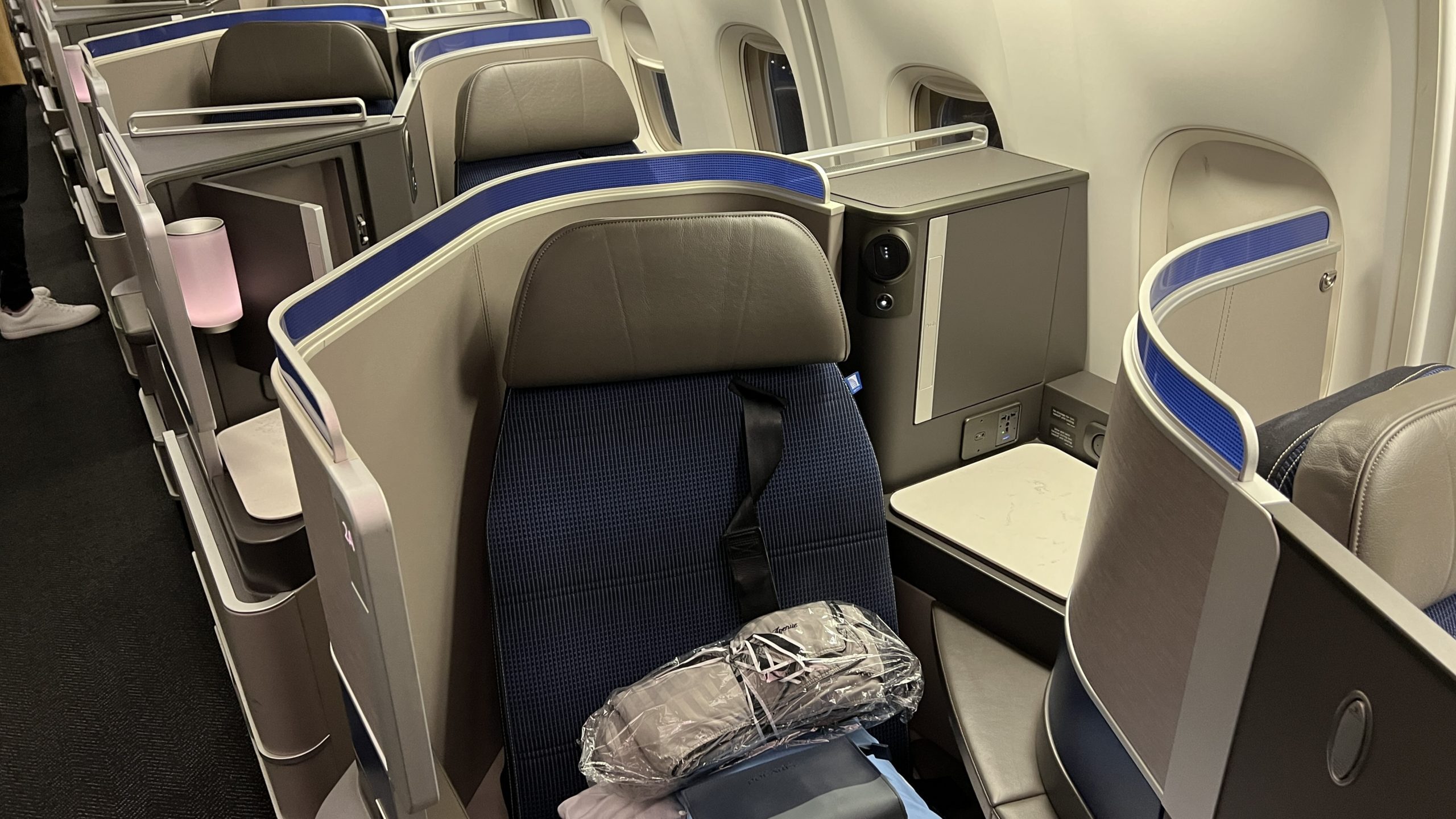 a seat in an airplane