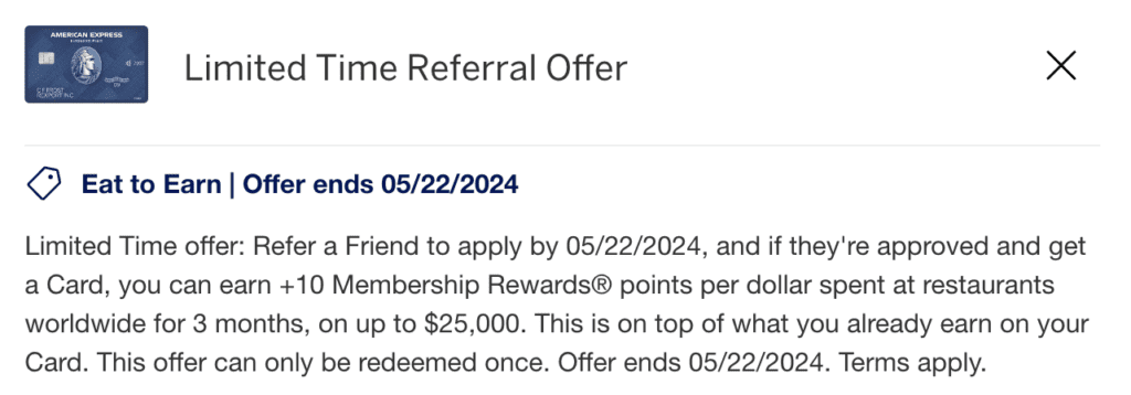 a screenshot of a referral offer