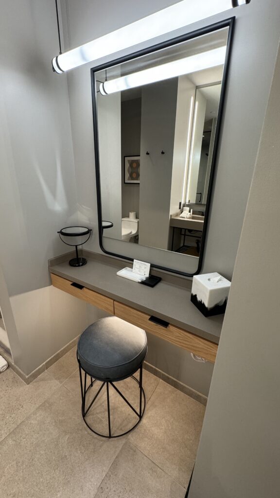 a mirror on a counter