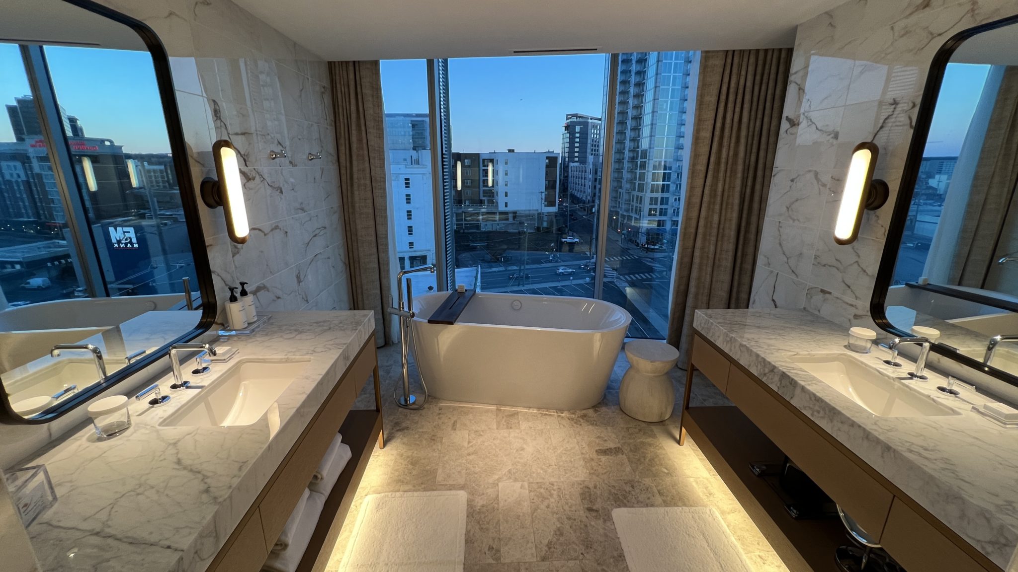 a bathroom with a tub and sink