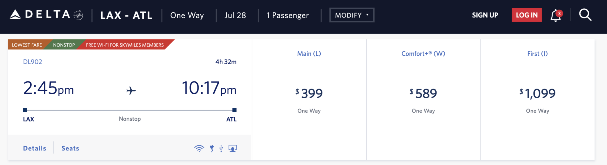 a screenshot of a flight schedule