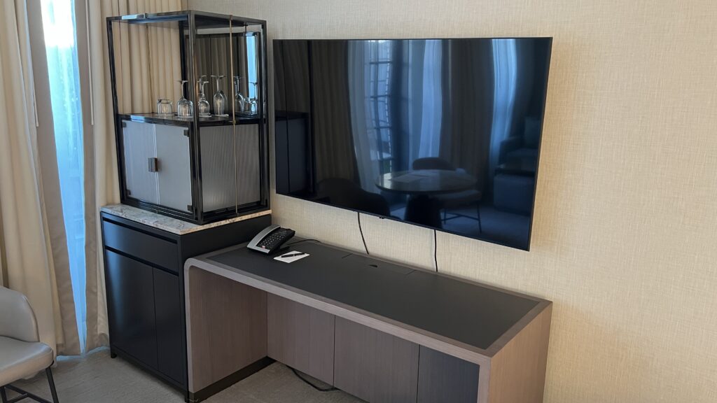 a tv on a desk