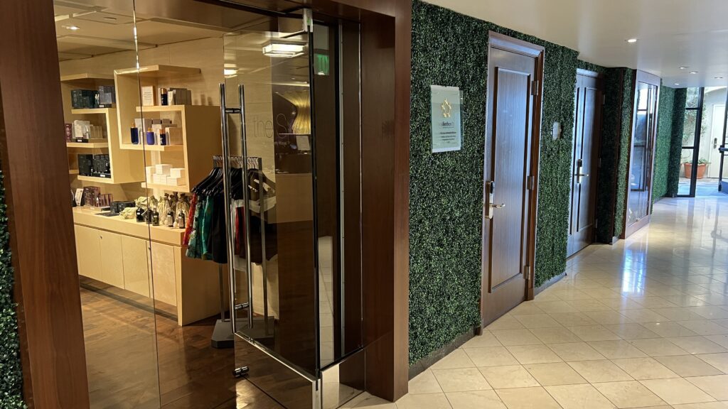 a glass door in a room