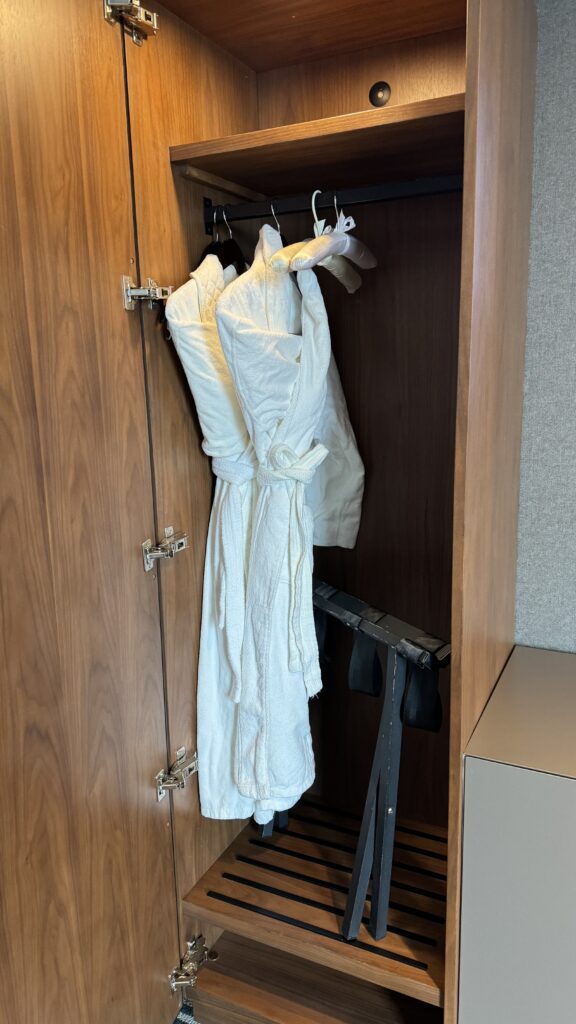 a white robe in a closet