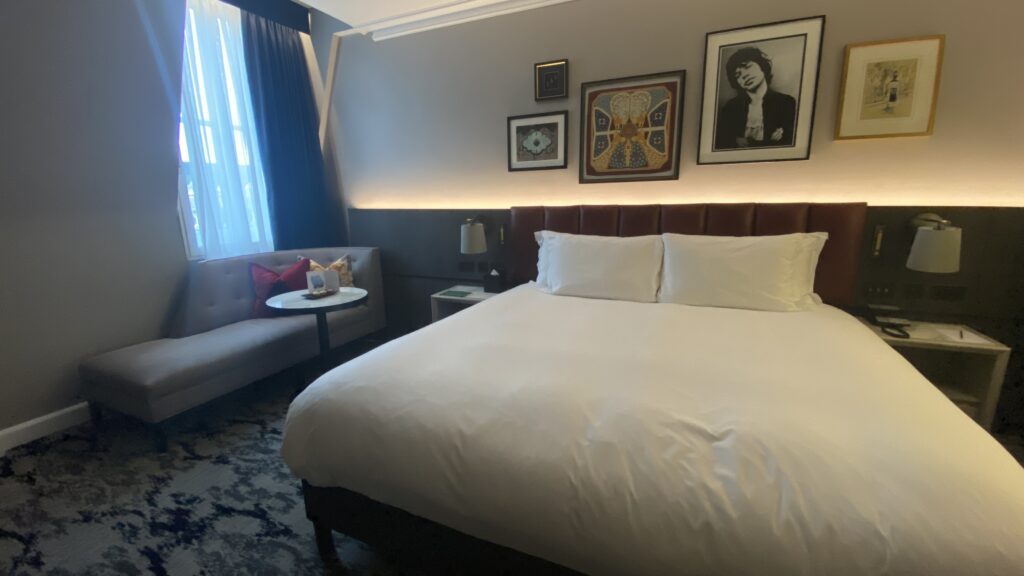 a bed in a room
