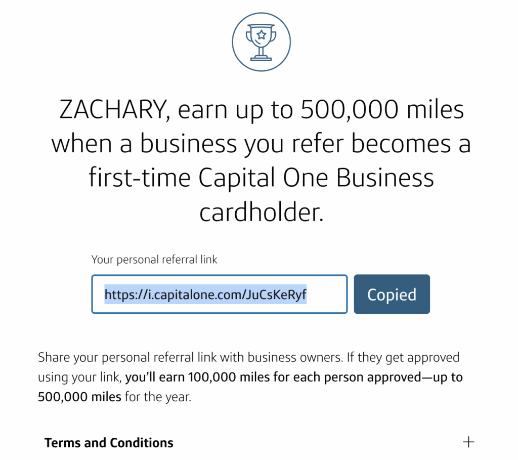 a screenshot of a referral program