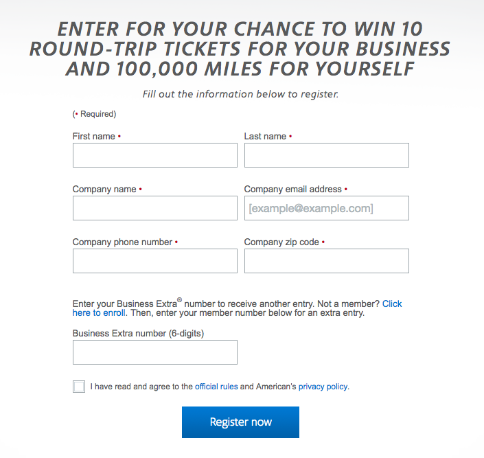 Win up to 10 roundtrip tickets and 100k AA miles with Business Extra