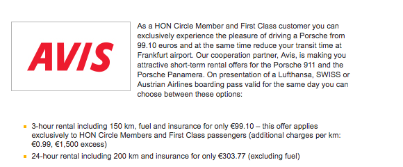  drive a Porsche for 3 hours on your Lufthansa First Class Transit.