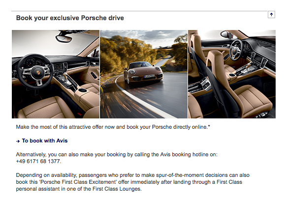  drive a Porsche for 3 hours on your Lufthansa First Class Transit.