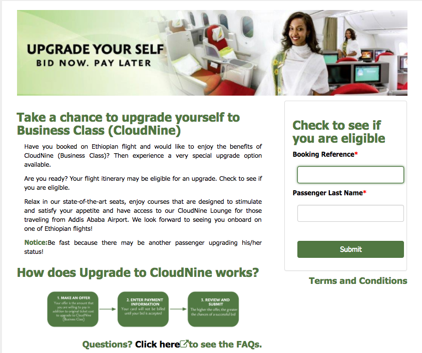 How I successfully bid on an Ethiopian Airlines Business Class upgrade