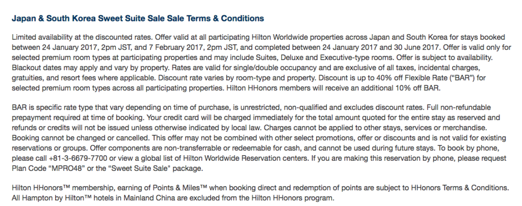 Hilton Honors Sweet Suite Sale Japan and Korea - up to 50% off until Feb 7th
