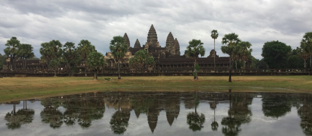 Angkor Wat with trees around it