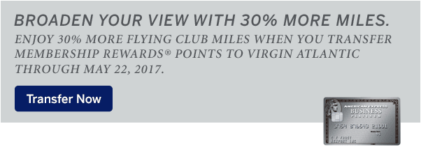 Amex 30% transfer bonus to Virgin Atlantic