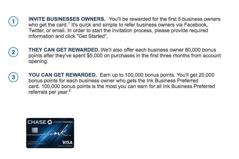 Earn up to 100k Ultimate Rewards with Ink Business Preferred Referrals