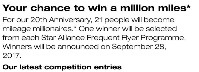 Star Alliance is giving away One Million Miles