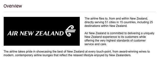 Air New Zealand Etihad Partner Award Charts