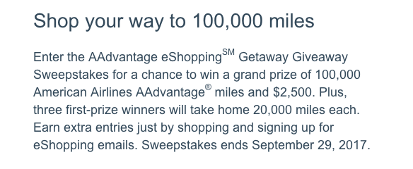 Win 100k American Aadvantage Miles + $2500