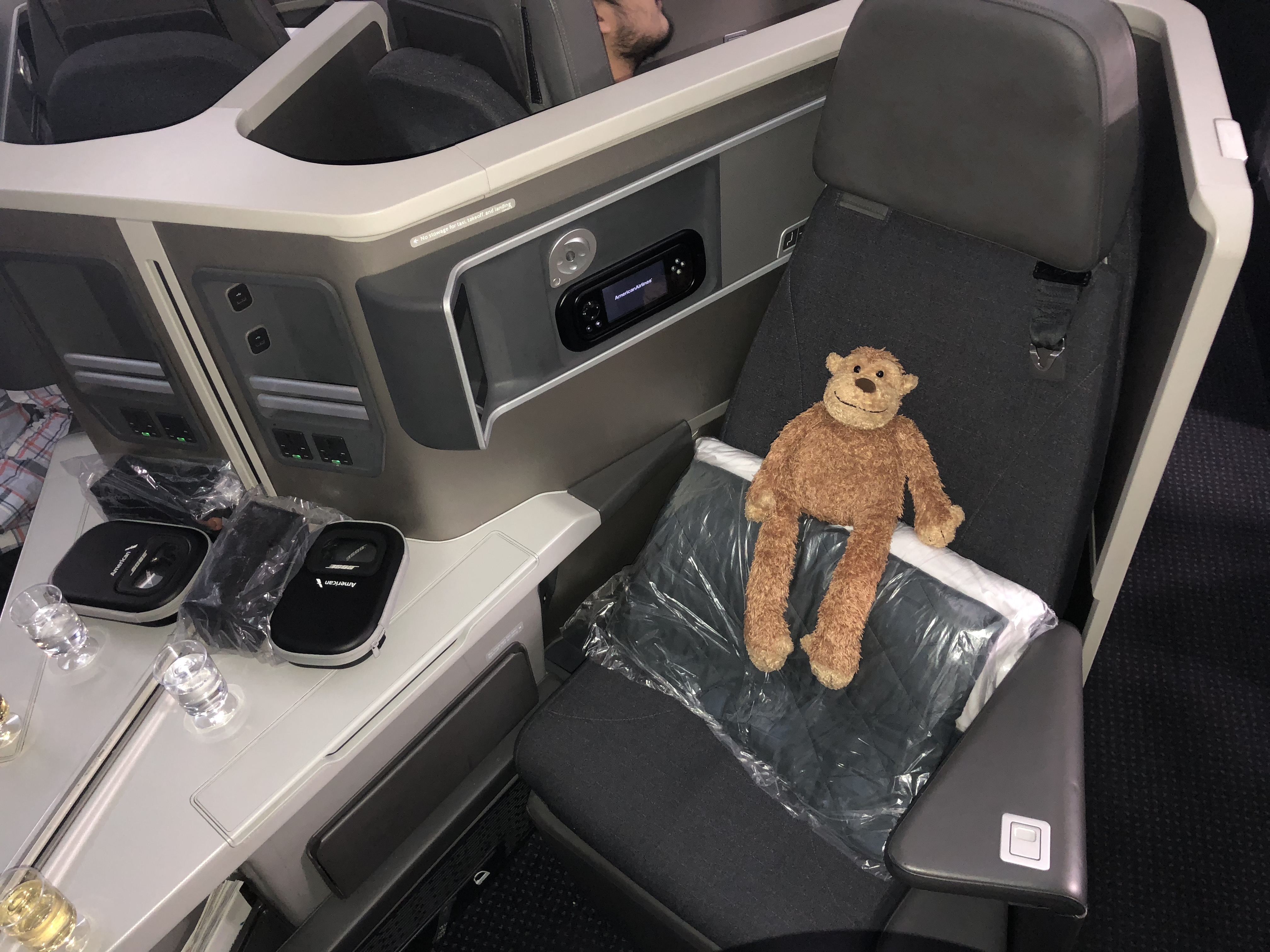 a stuffed animal on a seat
