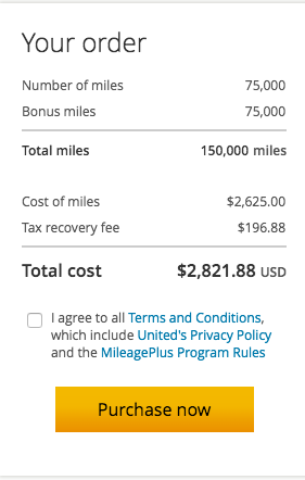 Buy United miles with 100% bonus