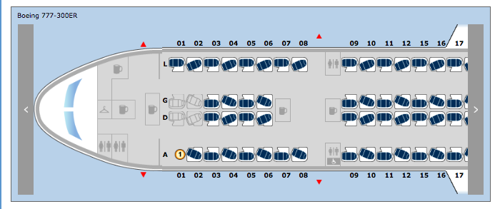 a map of a plane with seats and numbers